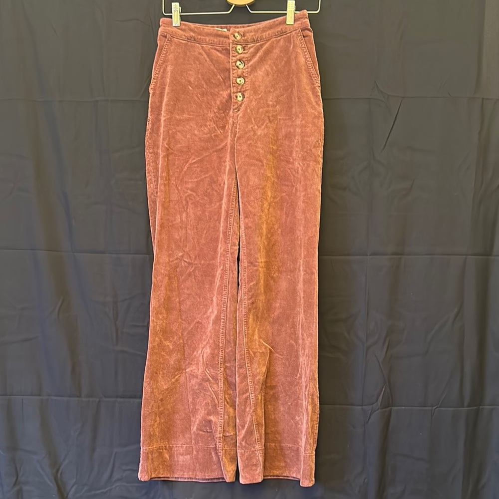 Anthropologie Corduroy Button-Up Pants burnt orange color